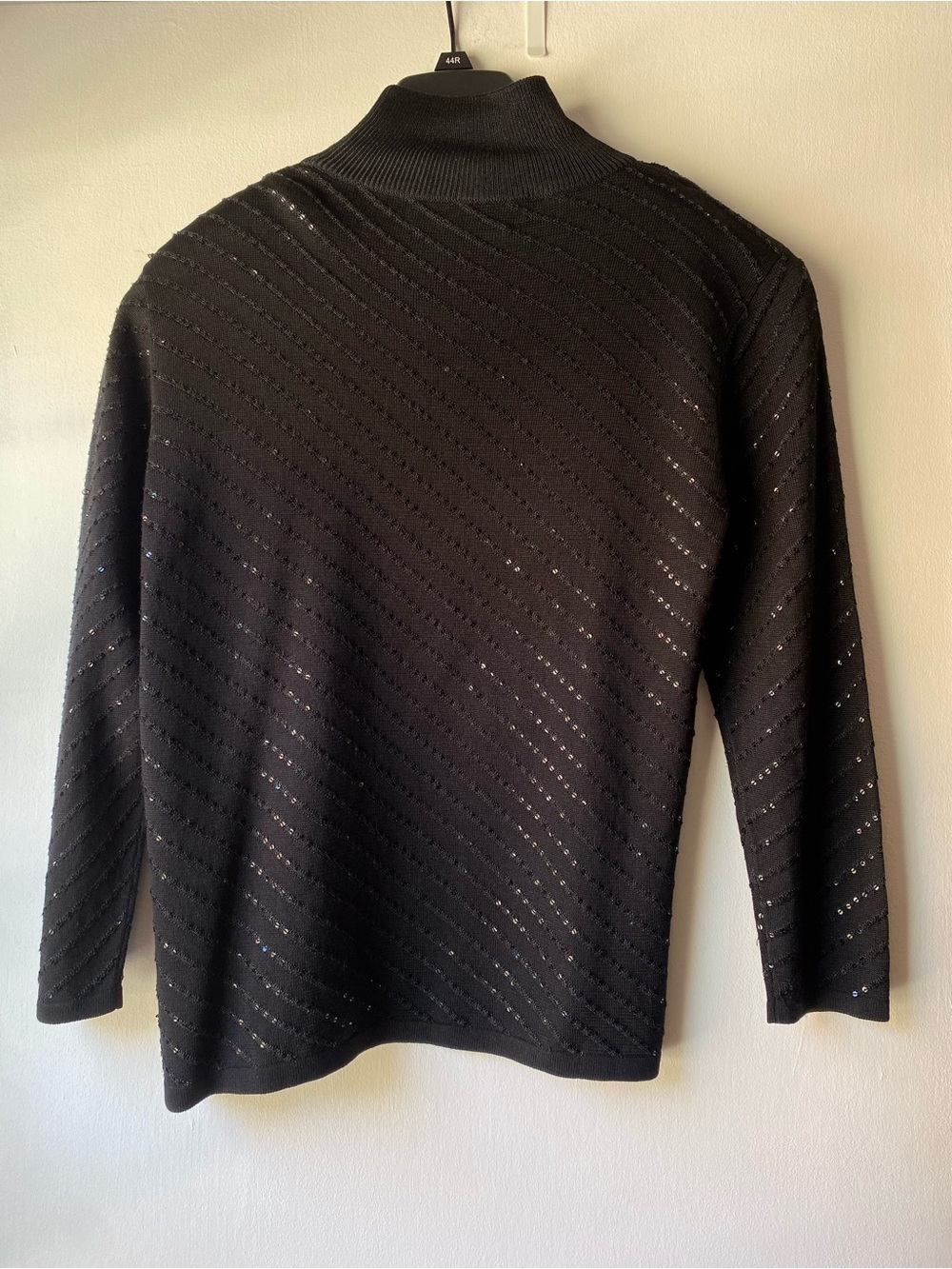Carlisle 100% Silk Black Textured Turtleneck Sweater Size M